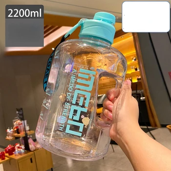 Простая спортивная бутылка для воды прозрачная портативная пластиковая бутылка для воды для фитнеса большой емкости с защитой от падения Изображение 2