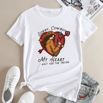 Прости, Ковбой, Мое сердце не для того, чтобы брать, футболка в винтажном стиле Вестерн, футболка с сердцем пастушки, Забавная женская рубашка в подарок на День Святого Валентина