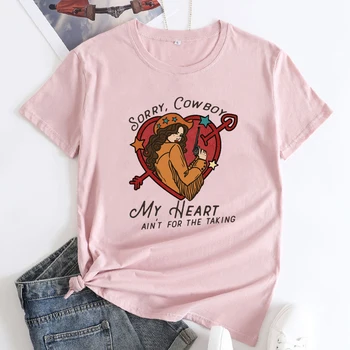 Прости, Ковбой, Мое сердце не для того, чтобы брать, футболка в винтажном стиле Вестерн, футболка с сердцем пастушки, Забавная женская рубашка в подарок на День Святого Валентина Изображение 2