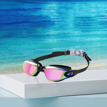 Профессиональные красочные детские силиконовые плавательные очки с защитой от запотевания и ультрафиолета, Водонепроницаемые силиконовые очки для плавания для детей Изображение 2