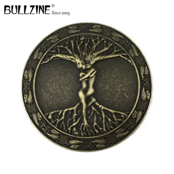 Пряжка для ремня Bullzine tree of life с отделкой из античной латуни FP-02100-4 подходит для ремня шириной 4 см с застежкой