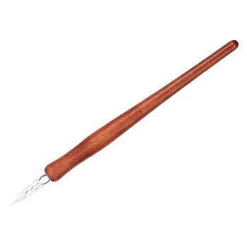 Резьбовая конструкция стеклянной макающей ручки с деревянной ручкой Для рисования Художественными ручками для занятий каллиграфией обеспечивает более равномерный расход чернил.