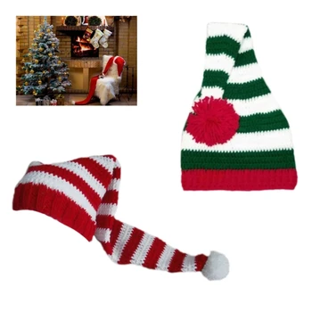 Рождественская вечеринка Шляпа Сантаклаус Теплая вязаная праздничная шляпа Семейный фестивальный головной убор Изображение 2