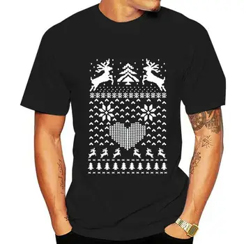 Рождественская Рубашка с Оленем Рождественская Футболка для Мужчин Рождественский Олень Уродливая Рождественская Рубашка