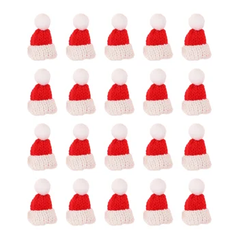 Рождественская Шляпа С Леденцом Санта Вязаная Кукольная Шляпа Рождественская Шляпа Для Бутылки Вина Санта Шляпы Держатели Столового Серебра