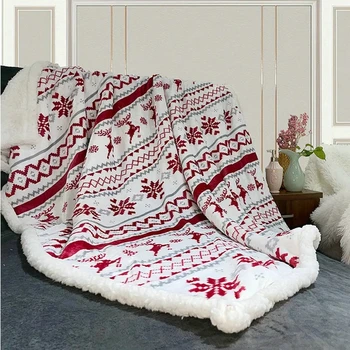 Рождественское одеяло из лося, фланелевое утолщенное одеяло, зимнее теплое двухслойное одеяло для гостиной, диван, кресло, Плюшевый домашний декор