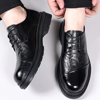 Роскошные брендовые мужские модельные туфли, Итальянская высококачественная деловая обувь, Удобные формальные оксфорды с круглым носком, повседневные лоферы