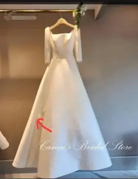 Свадебные платья OLOEY Simple A Line из атласа в Корейском стиле с короткими рукавами и квадратным вырезом Длиной до пола на заказ