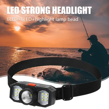 Светодиодный налобный фонарь, USB Перезаряжаемый налобный фонарь для рыбалки, легкие бусины подсветки для пеших прогулок, поиска, бега