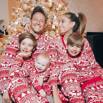 Семейный рождественский пижамный комплект, повседневная пижама, мягкая одежда, мать, отец, ребенок, семейный вид, комплект из 2 предметов, новинка, 2023 Изображение 2