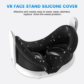 Силиконовая накладка для лица виртуальной реальности Моющаяся накладка для лица Сменная подушка для лица с блокирующей свет накладкой для носа для гарнитуры виртуальной реальности Meta Quest 3 Изображение 2