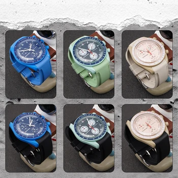 Силиконовый резиновый ремешок для часов Omega Joint MoonSwatch Ремешок 20 мм Спортивный браслет с изогнутым концом Мужские Женские Универсальные аксессуары для часов Изображение 2