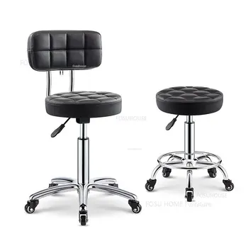 Скандинавские парикмахерские кресла с вращающимся шкивом, подъемные кресла для салона красоты, Большой рабочий стул для макияжа, парикмахерской, маникюра, круглый салонный стул M