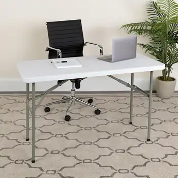 Складной стол Flashfellow Furniture, 4-футовый складной стол из гранита и белого пластика Изображение 2