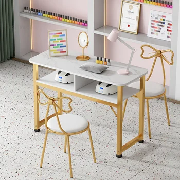 Современные минималистичные маникюрные столы, салонная мебель в японском стиле, Одноместный двойной маникюрный стол, набор стульев, профессиональные маникюрные столы Изображение 2