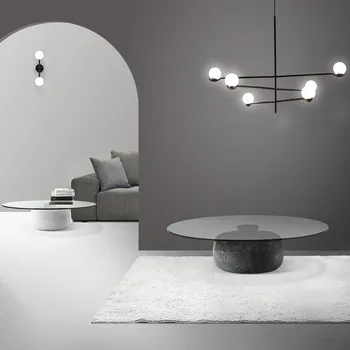 Современный простой и роскошный Мраморный круглый чайный столик из закаленного стекла Круглый чайный столик