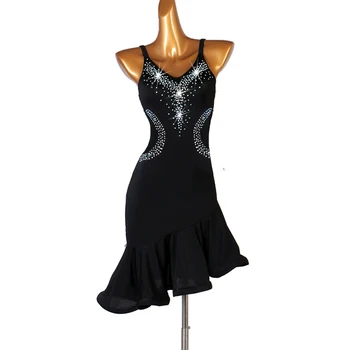 Стандартная юбка для латиноамериканских танцев 2024, Женское Сексуальное Черное платье для латиноамериканских танцев Rumba, Дешевая Стандартная юбка для латиноамериканских танцев Samba
