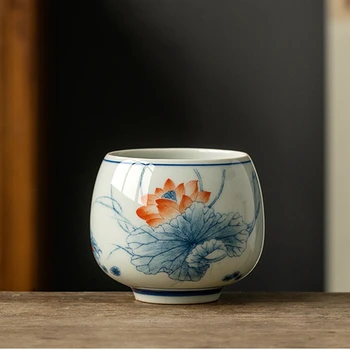 Старинная Китайская Чайная Чашка Lotus Vintage Tea Cup Керамическая Кофейная Чашка В Бочонке Красивая Чайная Чашка Чайная Посуда Чашка Чая