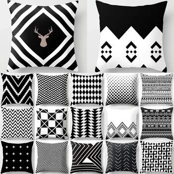 Старший черно-белый геометрический набор подушек неправильной формы для гостиной, чайной, дивана, студии, офисного кресла, украшения для дома, наволочки