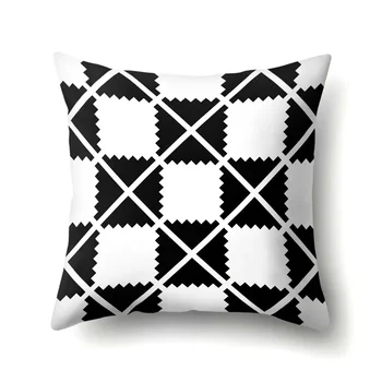 Старший черно-белый геометрический набор подушек неправильной формы для гостиной, чайной, дивана, студии, офисного кресла, украшения для дома, наволочки Изображение 2