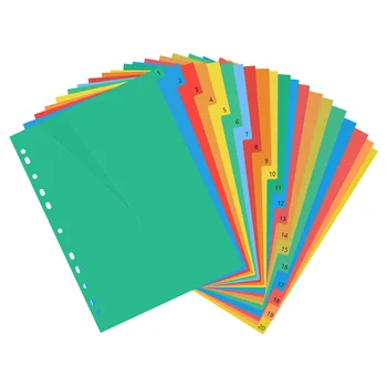 Страницы формата А4, красочная индексная страница, классифицированные этикетки, пластиковые разделители, бумага для карточек, предотвращающая изгиб (цветной номер напечатан)