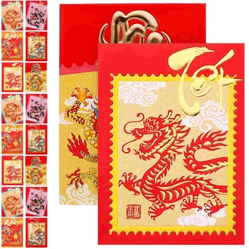 Счастливые красные конверты на китайский Новый год, Хунбао, Год Дракона, Денежные конверты на удачу, красные конверты на китайский Новый год