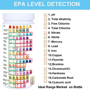 Тест-полоски для питьевой воды- уровень EPA для домашнего использования, тест-полоски для воды со свинцом, ртутью, железом, PH, жесткостью Изображение 2