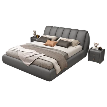 Технологичная тканевая кровать Nordic главная спальня с двуспальной кроватью простая современная супружеская кровать мягкая сумка тканевая кровать