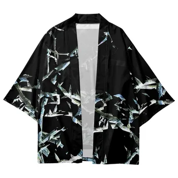 Традиционное кимоно с модным принтом 2023 Года, японская Женская Мужская уличная одежда, Пляжный кардиган, рубашки Юката Хаори, топ