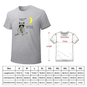 Футболка с изображением енота с ложкой, одежда в стиле аниме, мужские высокие футболки по индивидуальному заказу Изображение 2
