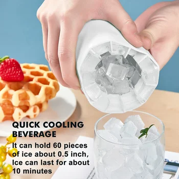 Чашка-ведерко для льда Силиконовая круглая форма для кубиков льда Кухонный гаджет Льдогенератор Мини Экономия места Быстрая заморозка для вечеринки в баре Виски Пиво Изображение 2