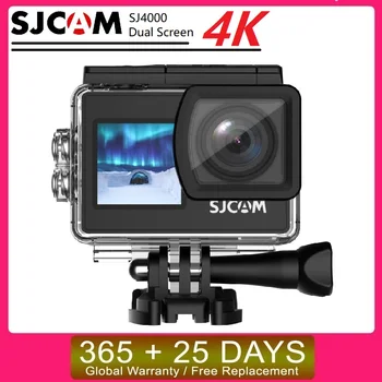 Экшн-камера SJCAM SJ4000 с двойным экраном 4K 30 кадров в секунду с 4-кратным зумом WIFI Мотоциклетный велосипедный шлем Водонепроницаемая камера Спортивные видеокамеры DV