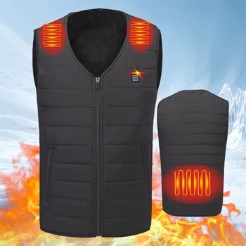 Электрическая термокуртка унисекс, перезаряжаемый тепловой жилет с подогревом, 3 уровня нагрева, 3 зоны обогрева, осенне-зимняя верхняя одежда Изображение 2