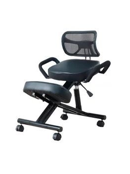 Эргономичный стул для коленей со спинкой и ручкой, офисный стул для коленопреклонения, Эргономичная осанка, Кожаное черное кресло на колесиках