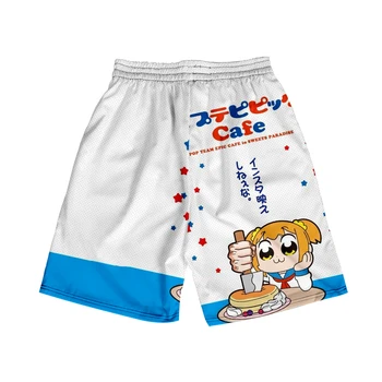Японские аниме Kawaii Pop Team Epic с 3D принтом, летние мужские шорты для отдыха, пляжные шорты в стиле харадзюку для отдыха Изображение 2